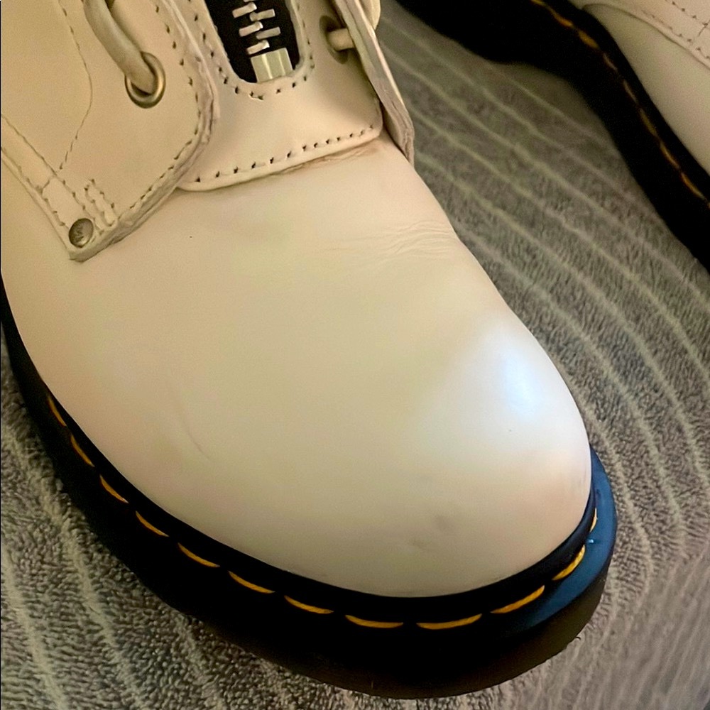 Dr. Martens White Leather Moto Boots - Picture 6 of 9